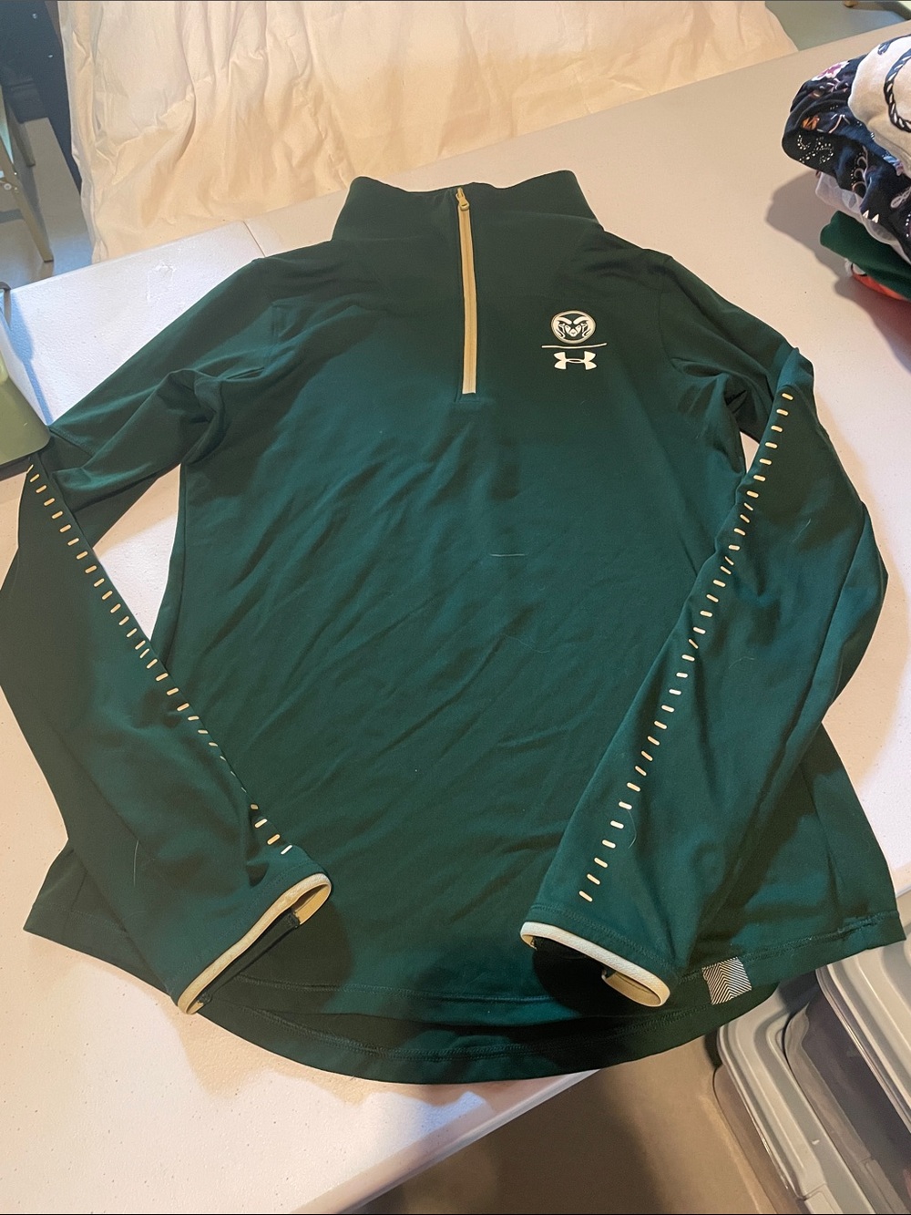 Under Armour Dark Green Half-Zip Pullover with Gold Accents